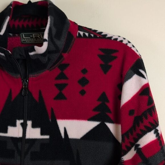 L-RL Lauren Active Southwestern Style Full Zip Fleece Jacket - Picture 3 of 10